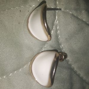 white and gold earings